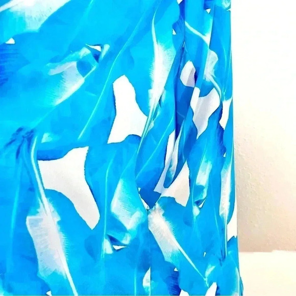 Palms Away Mini Blue Palm Leaves Dress with Pockets - Picture 5 of 8